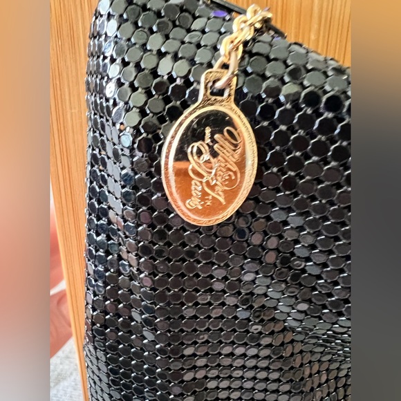 WHITING & DAVIS Black Mesh Crossbody Evening Bag Made in USA 1985 - Picture 4 of 5